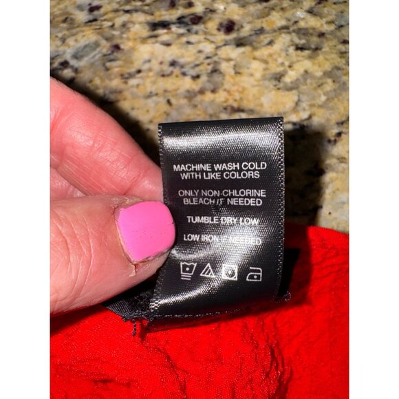 Ali Miles Red Crinkled Textured Tunic Top Button Details 1X Casual Comfort Trave - Picture 10 of 10